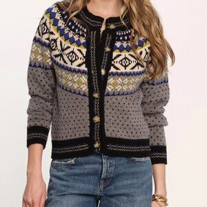 Heartloom Sylvia Cardi Fair Isle Scandi Girl Nordic Hygge Cardigan (Size L)